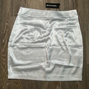 PrettyLittleThing White Satin Mini Skirt